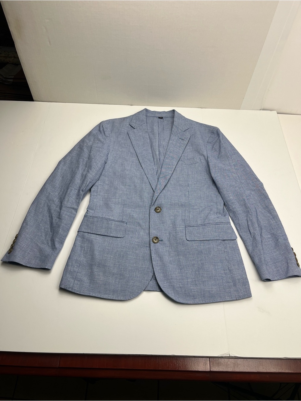 J. Crew Ludlow Slim Mens Blue White Blazer Two Button Houndstooth Jacket 36S NEW